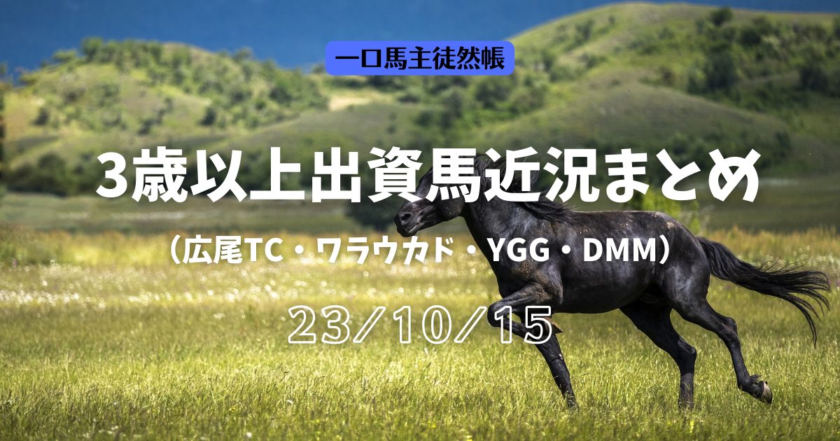 一口馬主徒然帳3歳近況231015