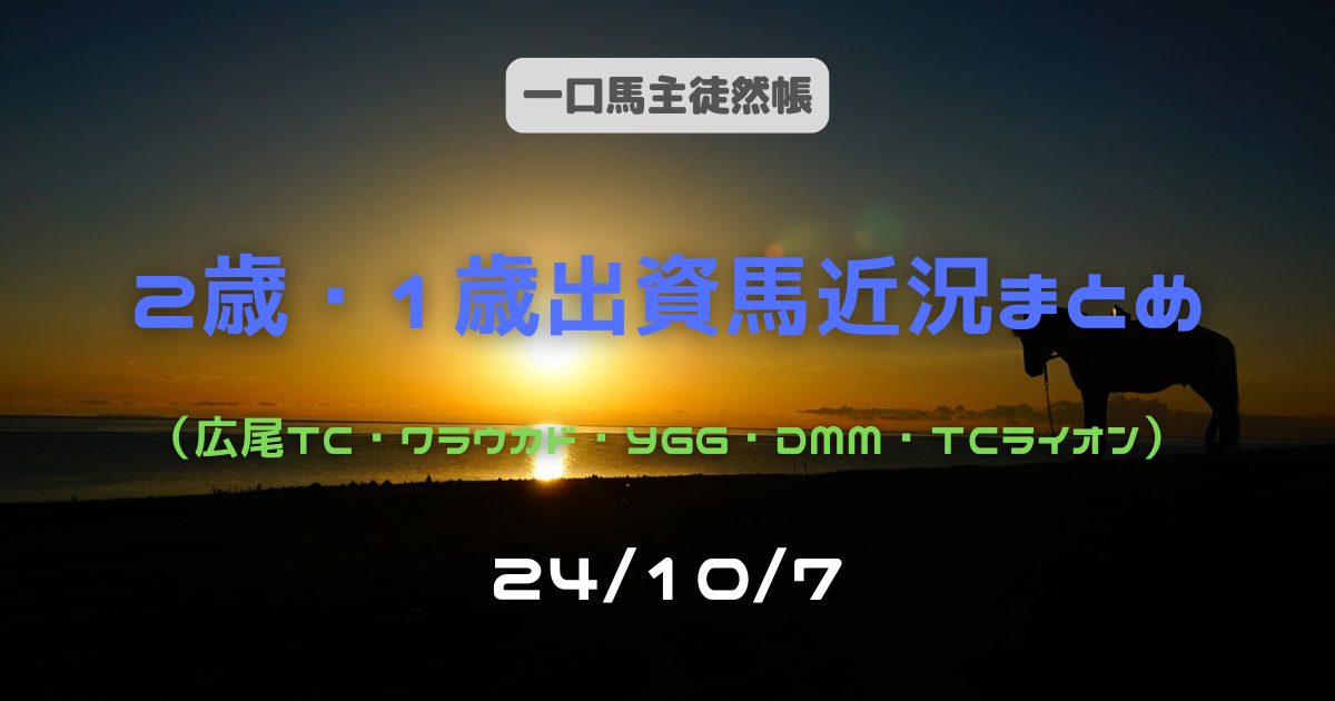 一口馬主徒然帳2歳1歳近況241007